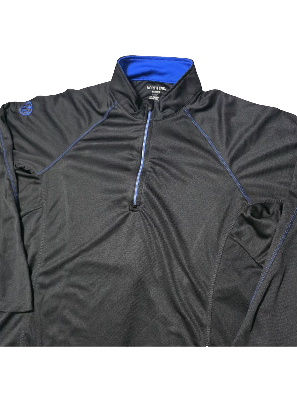 North End Ladies XL 1/4 Zip Pullover Jacket Black Blue Activewear Athletic Sport